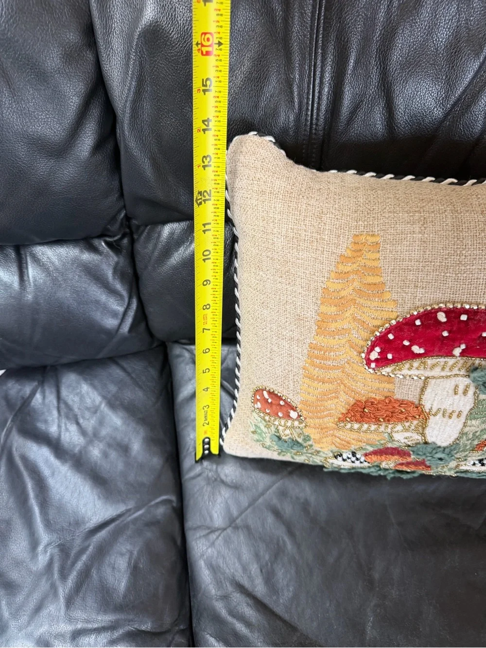 Mackenzie-Childs Mushroom Embellished Lumbar Pillow 14” x 20”